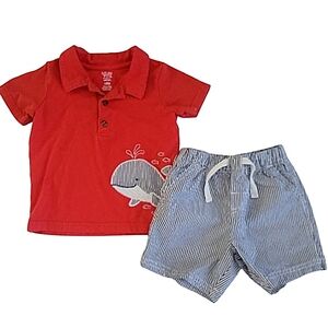 Carter's Just One You Toddler Boy 2 Piece Shirt and Shorts Set size 18 months